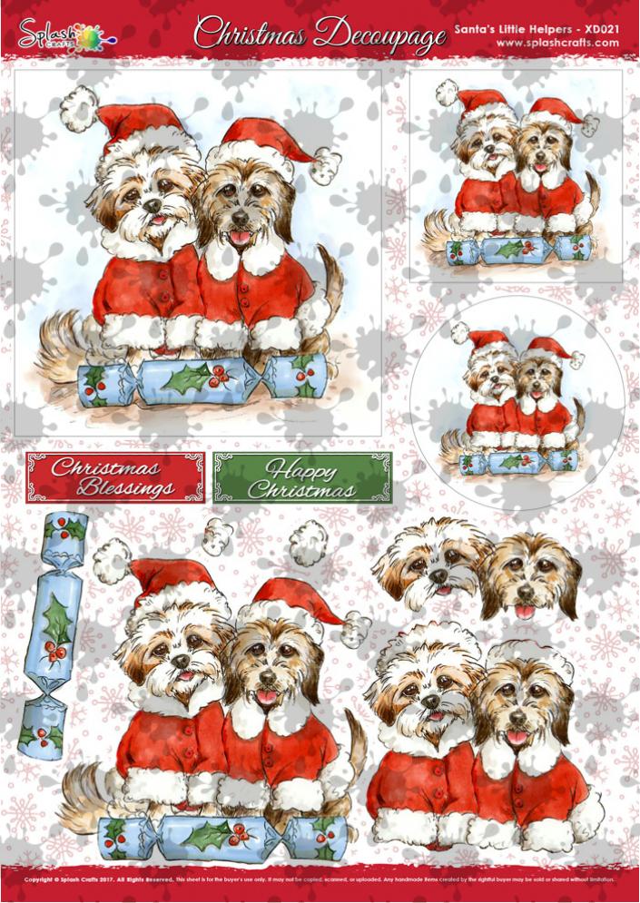 A4 Christmas Decoupage - Santas Little Helpers